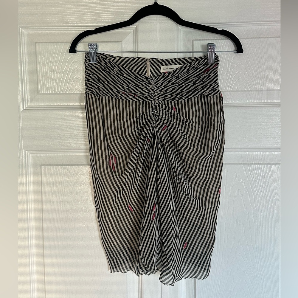 Isabel Marant Zebra Stripe Skirt with Red Accents